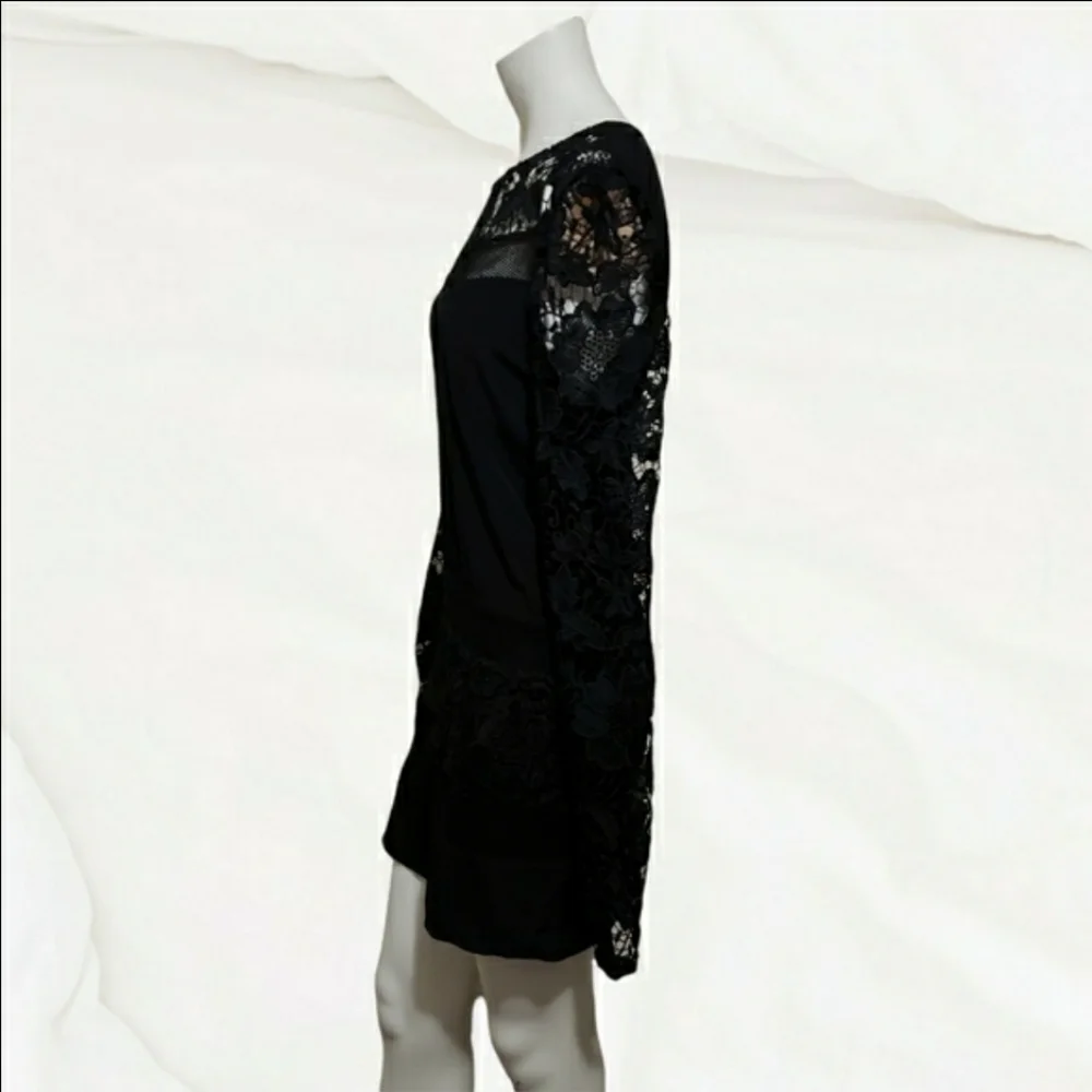 ASTR large black lace long sleeve Rayon blend mini dress - Picture 3 of 10
